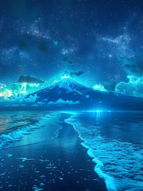 Japanese Starry Mount Fuji 8K Ultra HD Desktop Wallpaper