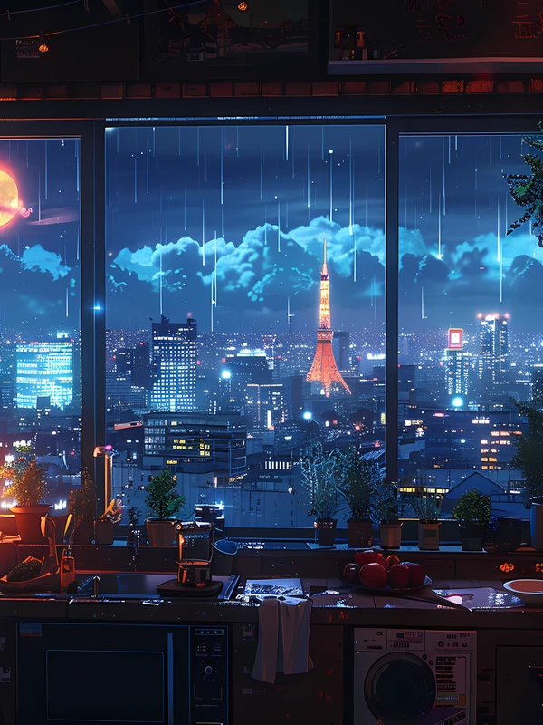 Cyberpunk Tokyo Night Skyline 4K Desktop Wallpaper