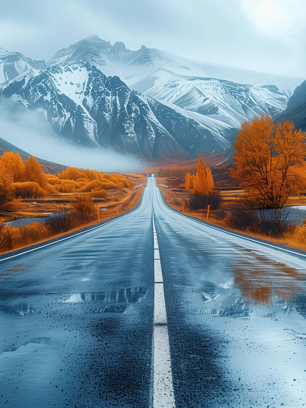 Autumn Mountain Road 4K Desktop Wallpaper