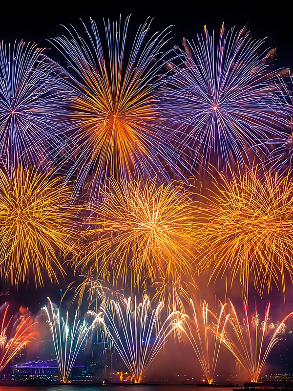 Japanese Fireworks Night Sky 4K and 8K Ultra HD Wallpaper Collection - Pack with 3 wallpapers for $1