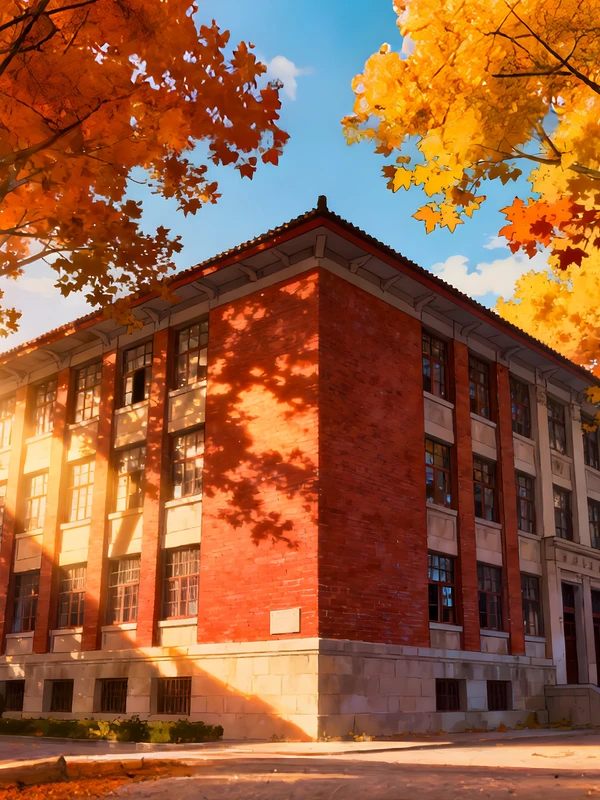 Autumn Campus Building 4K Desktop Wallpaper