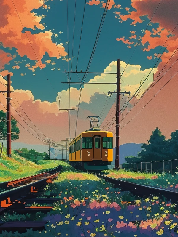 Japanese Anime Train Journey 4K Desktop Wallpaper