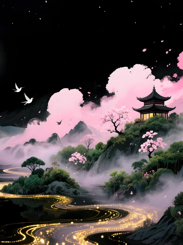 Čínská inkoustová krajinna 4K 8K Ultra HD sbírka pozadí - Pack with 3 wallpapers for $1