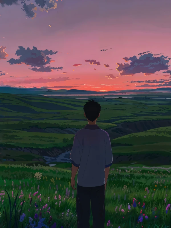 Anime Sunset Valley 8K Ultra HD Tablet Wallpaper