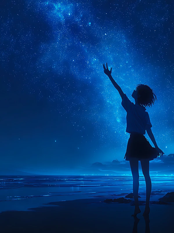 Anime Starry Night Ocean 4K Desktop Wallpaper
