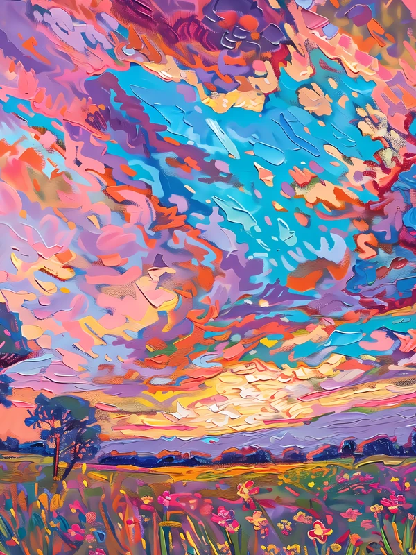 Abstract Oil Painting Flower Field 4K Desktop Wallpaper