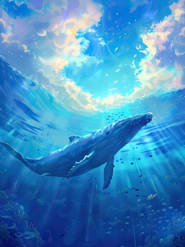 Underwater Whale Ocean 4K Desktop Wallpaper