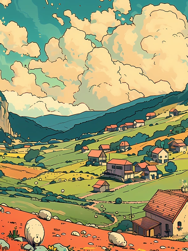 Japanese Village Valley 8K Ultra HD Desktop Wallpaper