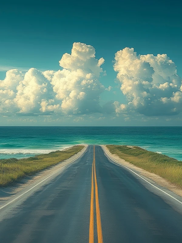 Coastal Road to Ocean 8K Ultra HD Desktop Wallpaper