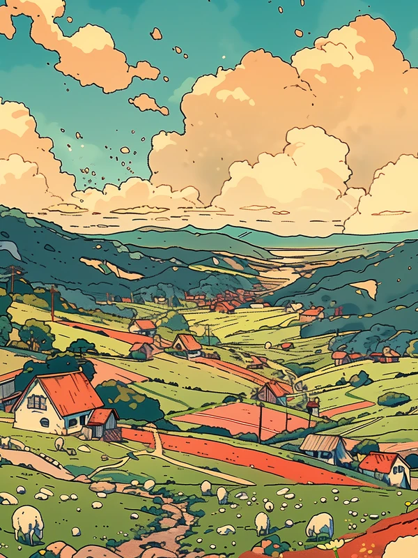 Anime Rural Valley 8K Ultra HD Desktop Wallpaper