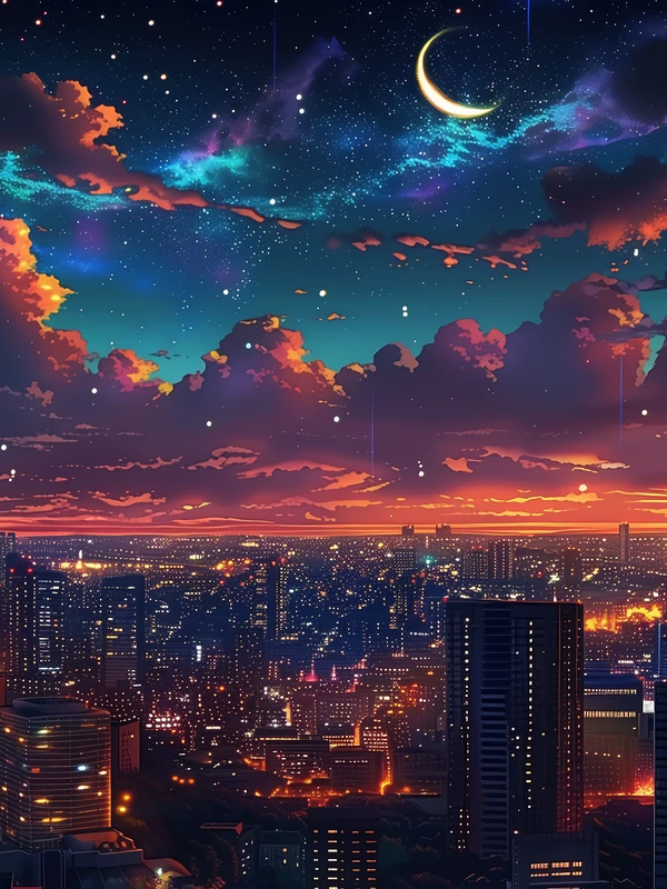 Cyber City Night Scene 8K Desktop Wallpaper