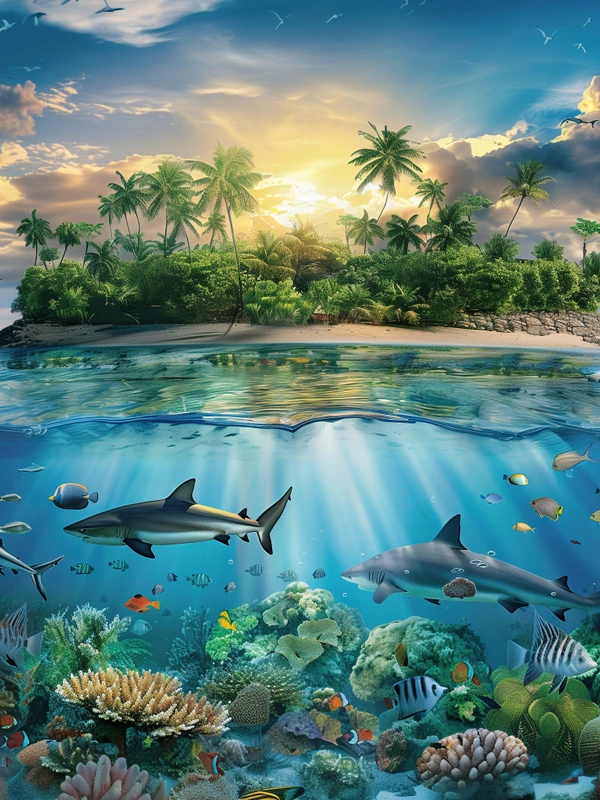 Tropical Ocean Paradise 4K 8K Ultra HD Wallpaper Collection - Pack with 4 wallpapers for $1