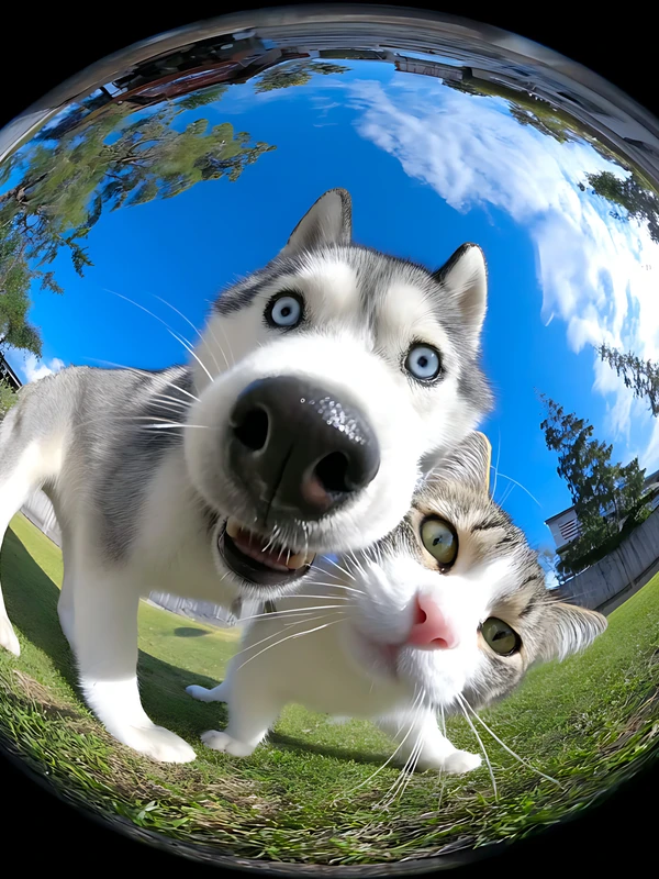 Realistic Husky and Cat 4K 8K Ultra HD Wallpaper Collection - Pack with 3 wallpapers for $1