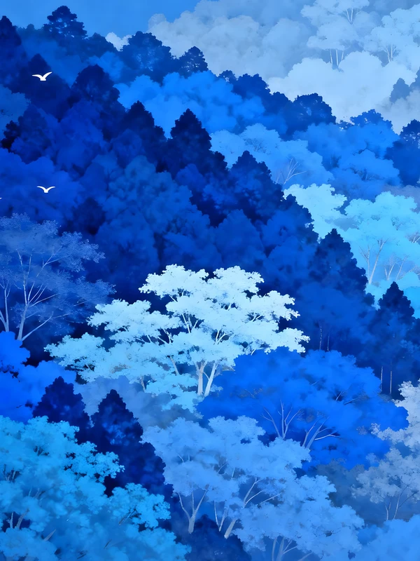 Japonský modrý lesní krajinný výhled 4K 8K Ultra HD sbírka pozadí - Pack with 3 wallpapers for $1