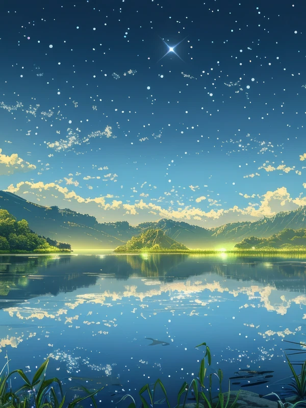 Japanese Starry Lake 8K Ultra HD Desktop Wallpaper
