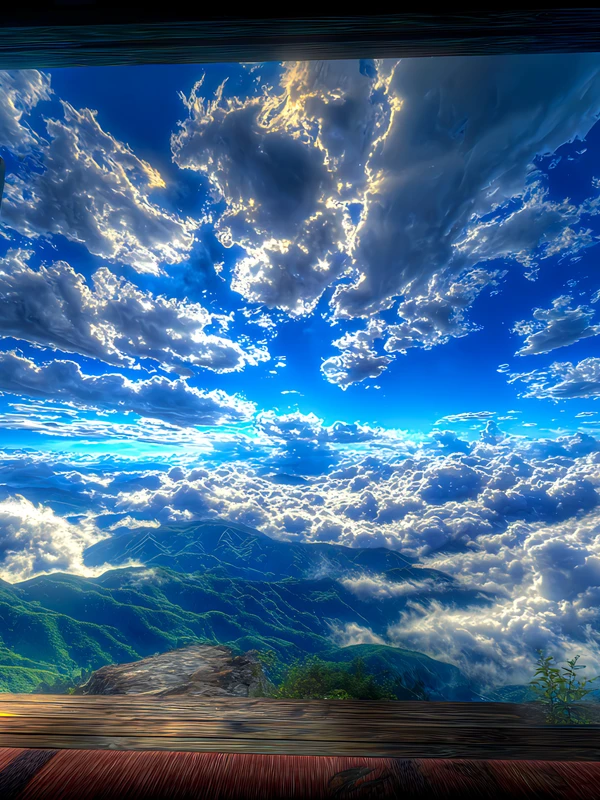 Japanese Window View Mountains 4K Desktop Wallpaper