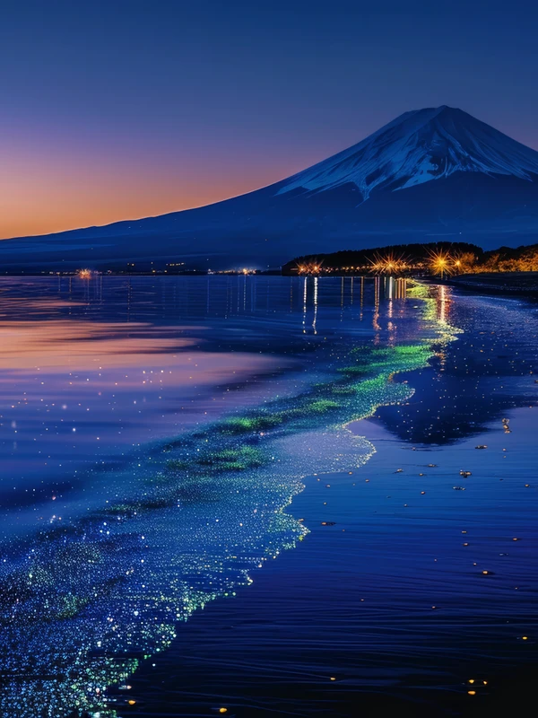 Japanese Mount Fuji Night Sky 8K Ultra HD Desktop Wallpaper