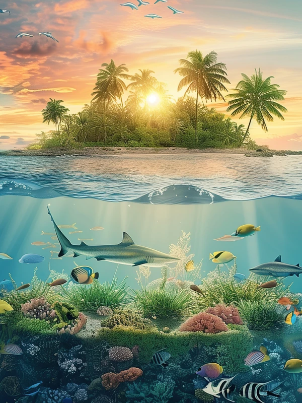 Tropical Island Sunset 4K Desktop Wallpaper