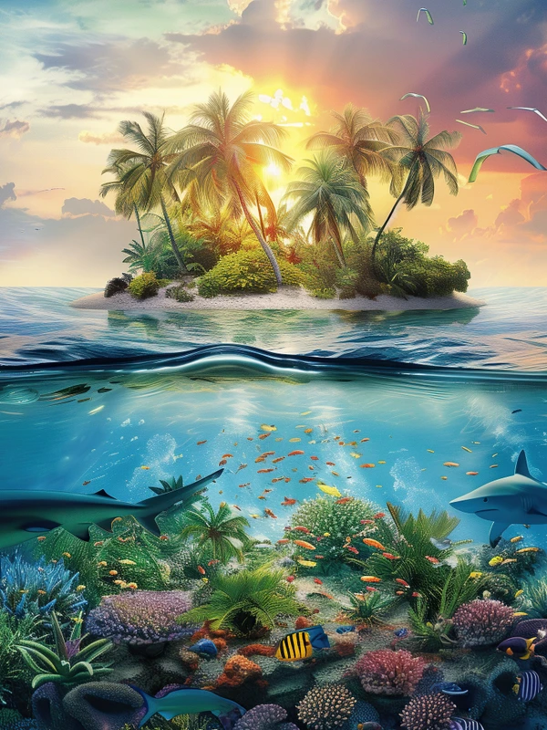 Tropical Paradise Island 4K Desktop Wallpaper