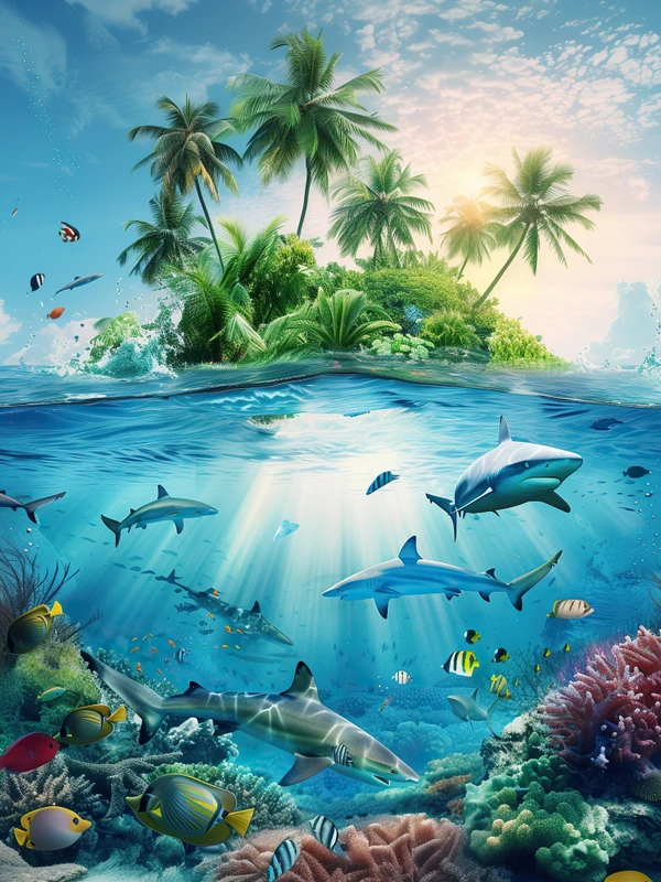 Tropical Ocean Island 4K Desktop Wallpaper