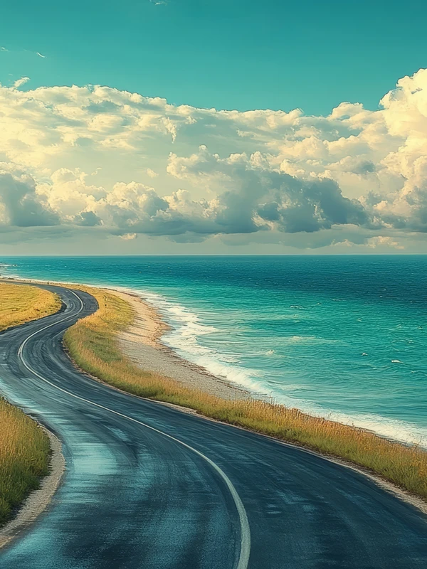 Coastal Road Ocean View 8K Ultra HD Desktop Wallpaper